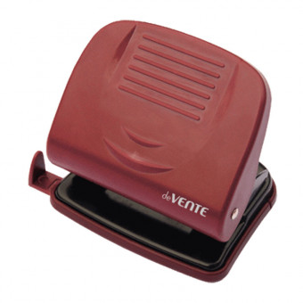 Дырокол "deVENTE. Stripe" (30 листов) пластиковый усиленный корпус, с линейкой, в картонной коробке, бордовый