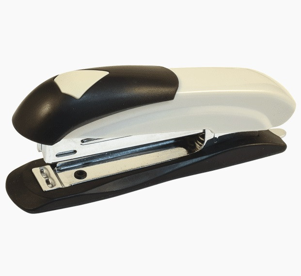 Степлер №10, на12л, пластиковый, со встроенным металлическим антистеплером, серый, Attomex/4142373 (12)