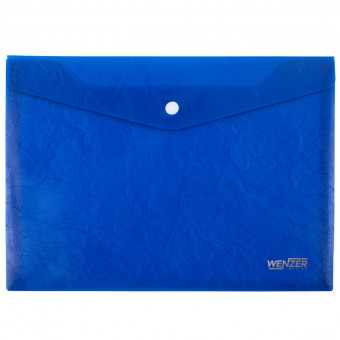 Папка-конверт на кнопке A4 WENZER OFFiCE "Premier", 180 мкм, волокно, синяя (20/100)