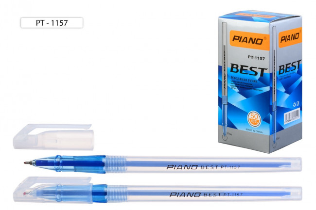 Ручка шариковая 0,5мм синяя "BEST", белый полупрозрачный корпус, Piano/PT-1157/син (50)