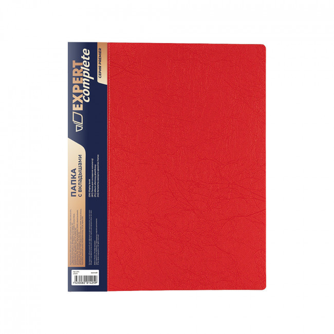 Папка с вкладышами 10 л.   "Expert Complete"   Premier   А4   550 мкр.  20 мм  волокно красный