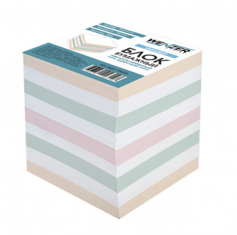 Блок для записи WENZER office "Standart" 90x90x90 мм цветной, непроклеенный, офсет 70г/м²