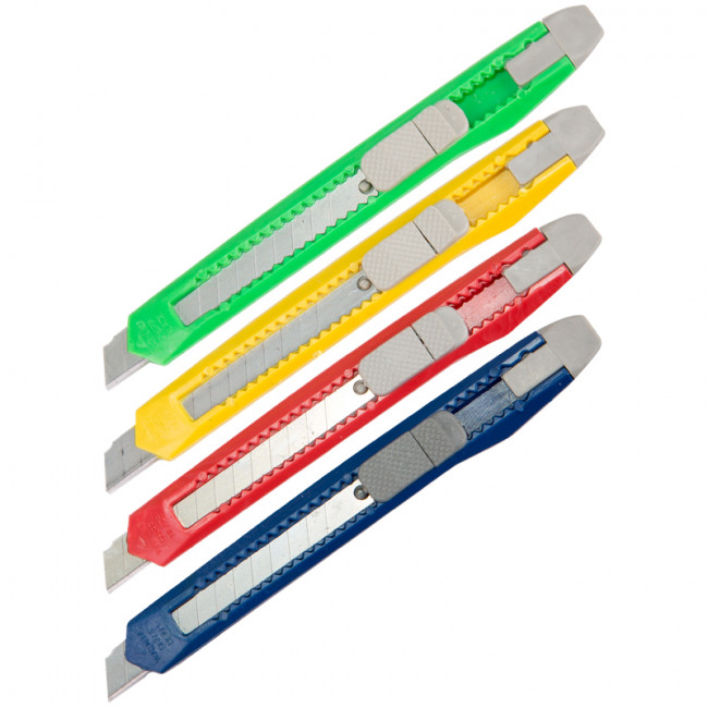 Нож канцелярский 9мм OfficeSpace, с фиксатором, европодвес (178793)