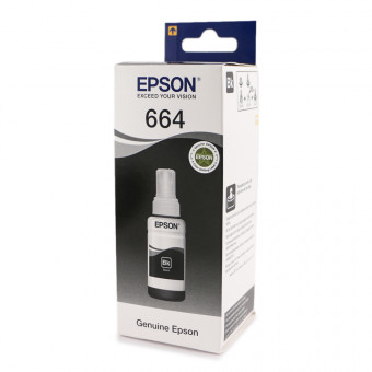 Чернила EPSON 664 (T6641) для СНПЧ Epson L100/L110/L200/L210/L300/L456/L550, черные, ОРИГИНАЛЬНЫЕ