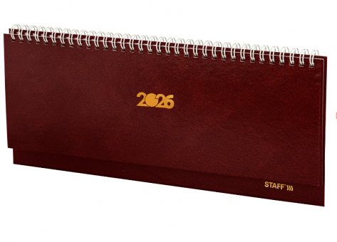 Планинг датированный 2026 300х130 мм, STAFF, гребень, обложка бумвинил, 64 л., бордовый