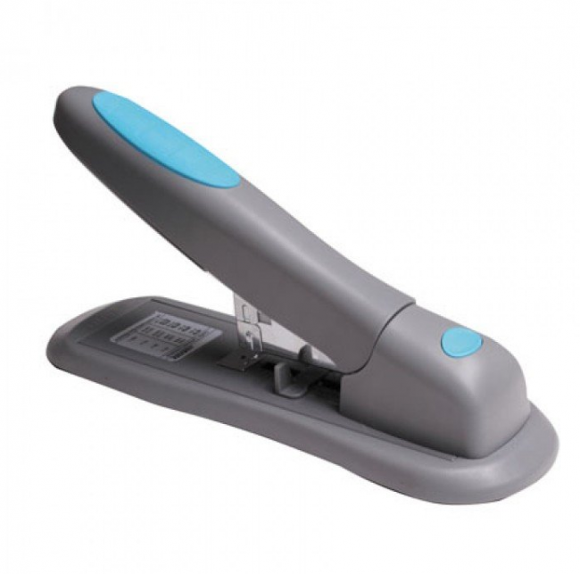 Степлер мощный на 100л метал пласт., скобы №23/6-23/24, сер/син, 2 режима скрепления, deVENTE