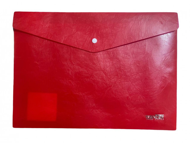 Папка-конверт на кнопке A4 WENZER OFFiCE "Premier", 180 мкр, волокно, красная (20/100)