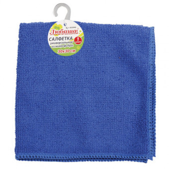 Салфетка микрофибра, 30х30 см, синяя, ЛЮБАША