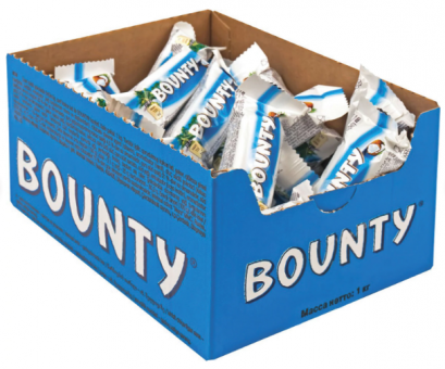 Батончики мини BOUNTY "Minis" с мякотью кокоса в шоколаде, 1 кг