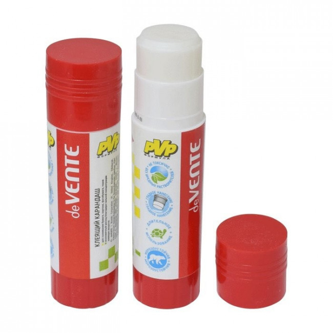 Клеящий карандаш PVP основа "deVENTE" 36 г (быстросохнущий) в картонном дисплее с пластиковым поддоном
