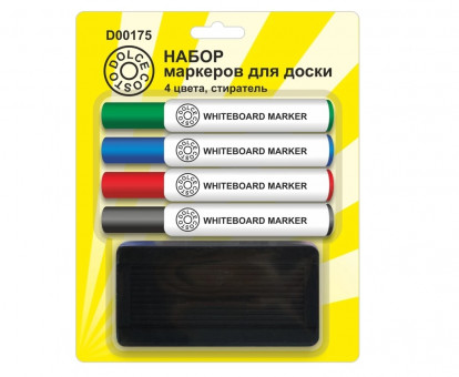 Набор маркеров для доски DOLCE COSTO, 4 цвета, стиратель в комплекте, блистер