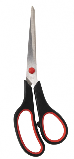 Ножницы STAFF EVERYDAY, 210 мм, бюджет, резиновые вставки, черно-красные, ПВХ чехол
