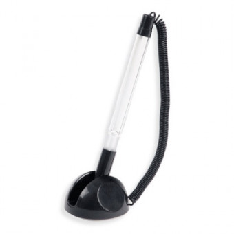 Ручка шариковая на самоклеящейся подставке "Attomex" d=0,7 мм, с пластиковым шнуром, прозрачный корпус, сменный стержень, в пластиковом блистере, синяя