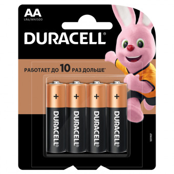 Батарейка Duracell Basic AA (LR06) алкалиновая, 4BL, 5000394115996