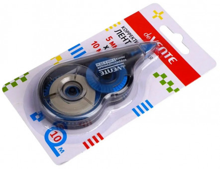 Корректирующая лента "deVENTE" 5 ммx10 м, черно-синий полупрозрачный корпус, фронтальный аппликатор, в картонном блистере