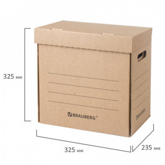 Короб архивный "Делопроизводство" (325х235х325 мм), с крышкой, гофрокартон, BRAUBERG