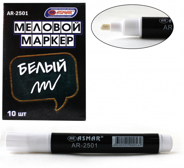 Маркер меловой "ASMAR" цвет-белый (10)