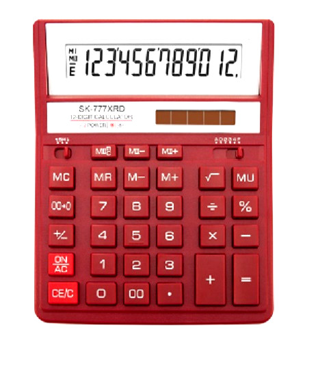 Калькулятор настольный 12-разрядный, большой, красный, размер: 157 x 200 x 32 мм (SDC-888XRD) (Skainer)