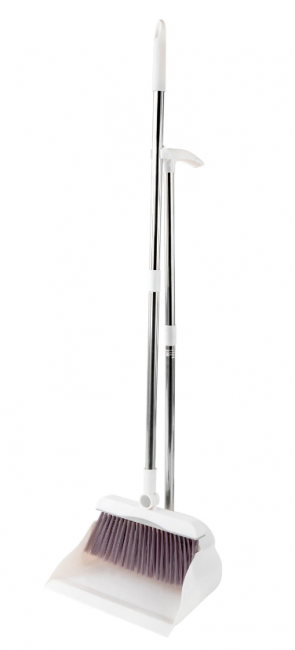 Совок для мусора + щетка на длинных рукоятках, 81 см, бело-серый, разборный, LAIMA