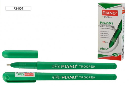Ручка шариковая 0,7мм зелёная "TROOPER", зелёный пластиковый корпус, PIANO/PS-001/зел (12)