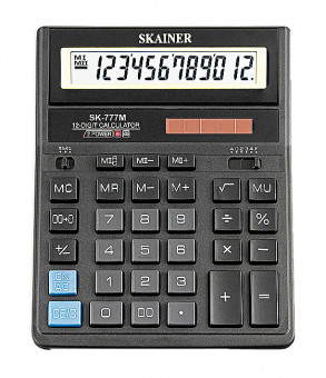 Калькулятор настольный 12-разрядный, большой, чёрный, размер:157 x 200 x 32 мм (SDC-888TII) (Skainer)
