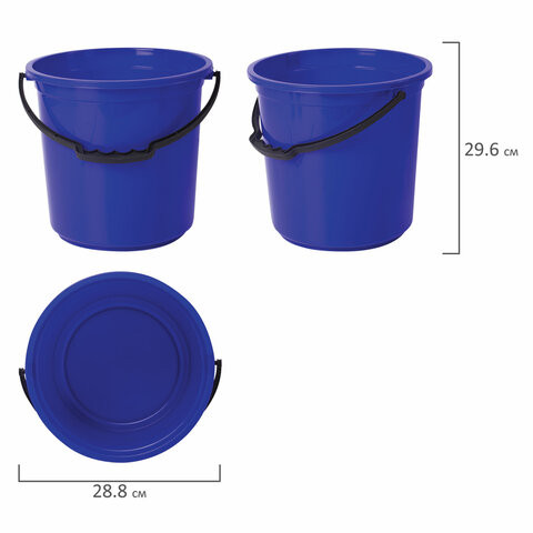 Ведро 12 л, без крышки, пластиковое, пищевое, с узором, цвет синий, мерная шкала, LAIMA