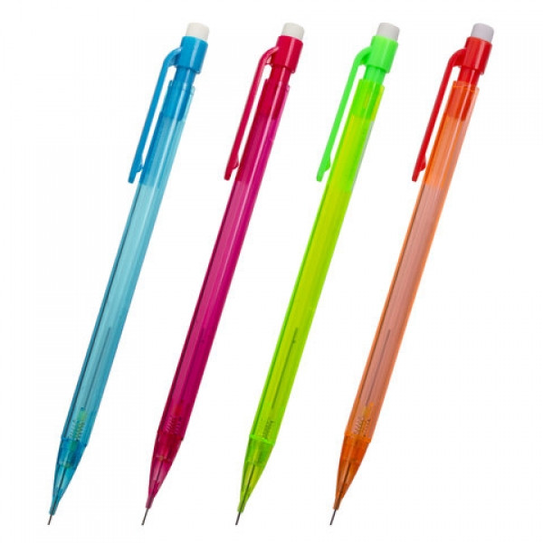 Карандаш механический 0,5 мм, ПИФАГОР, ластик, корпус тонированный ассорти