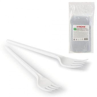 Одноразовые вилки 165 мм, КОМПЛЕКТ 100 шт., "ЭТАЛОН", пластиковые, LAIMA