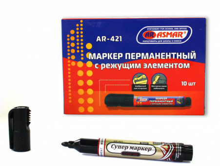 Маркер перманентный "ASMAR" черный, 3мм (с режущим элементом) (10) Маркер перманентный "ASMAR" черный, 3мм (с режущим элементом) (10)