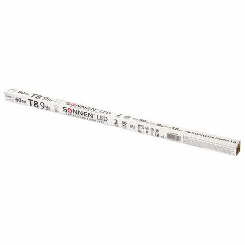 Лампа-трубка светодиодная SONNEN, 9 Вт, 30000 ч, 60 см, нейтральный белый (аналог 18 Вт люминесцентной лампы)