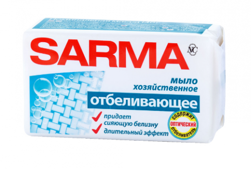 Мыло хозяйственное Sarma отбеливающее, пленка, 140г