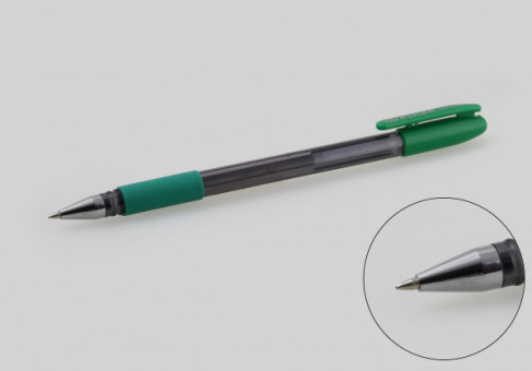 Ручка гелевая с грипом "ASMAR", игольчатый наконечник, 0,5мм, зеленая