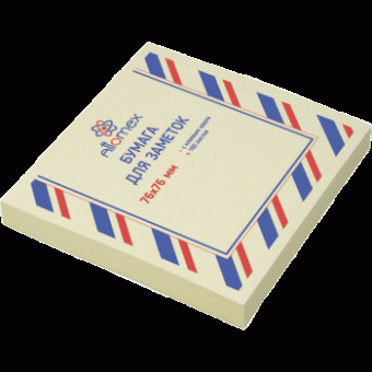 Клейкая бумага для заметок "Attomex" 76x76 мм, 100 листов, офсет 75 г/м², желтая