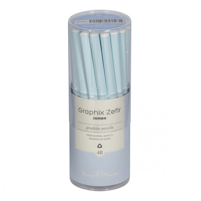 Карандаш 3,5мм 4B чернографитовый "GraphixZefir Jumbo. Зефирный голубой", BV/21-0065/03 (30)