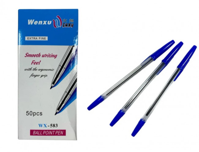 Ручка шариковая 0,7мм синяя Wenxu WX-583 (50) Ручка шариковая 0,7мм синяя Wenxu WX-583 (50)