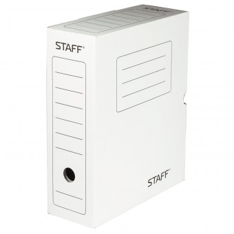 Короб архивный с клапаном А4 (260х325 мм), 100 мм, до 900 листов, микрогофрокартон, БЕЛЫЙ, STAFF