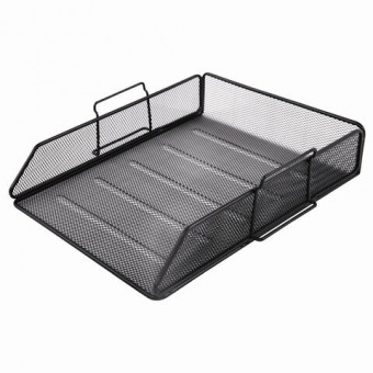 Лоток горизонтальный металлический для бумаг BRAUBERG "Germanium", А4 (260х337х77 мм), черный