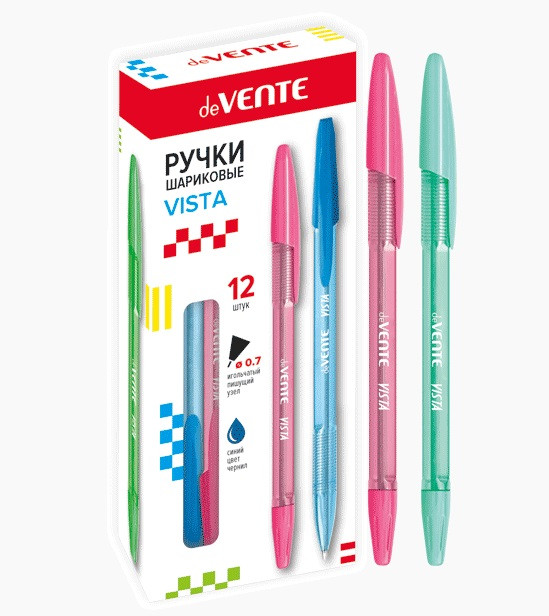 Ручка шариковая синяя d=0,7 мм "Vista" игольчатый пишущий узел, сменный стержень, deVENTE/5073671-н