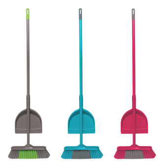 Щетка для уборки с черенком 110 см, комплект с совком, ширина 32 см, щетина 7 см, еврорезьба, YORK "Tandem"