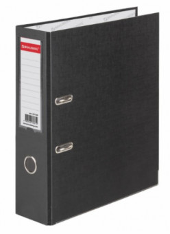 Папка-регистратор BRAUBERG с покрытием из ПВХ, 80 мм, с уголком, черная (удвоенный срок службы)