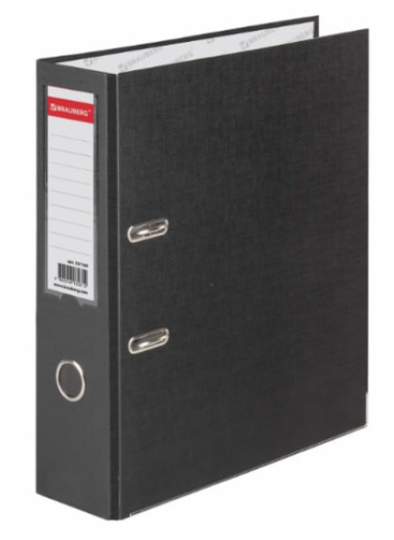 Папка-регистратор BRAUBERG с покрытием из ПВХ, 80 мм, с уголком, черная (удвоенный срок службы)