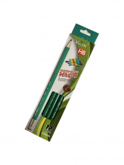 Карандаш чернографитный HB с ластиком, Yalong/TQ191378 (12)