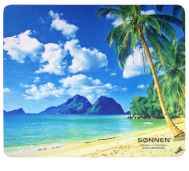 Коврик для мыши SONNEN "BEACH", резина + ткань, 260х220х3 мм