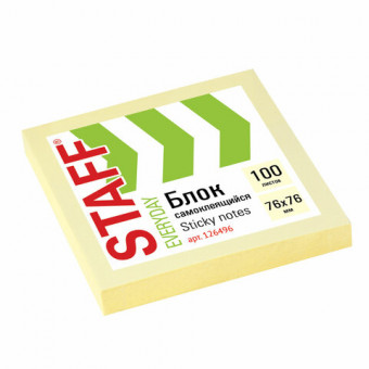 Блок самоклеящийся (стикеры) STAFF 76х76мм, 100 листов, желтый Блок самоклеящийся (стикеры) STAFF 76х76мм, 100 листов, желтый