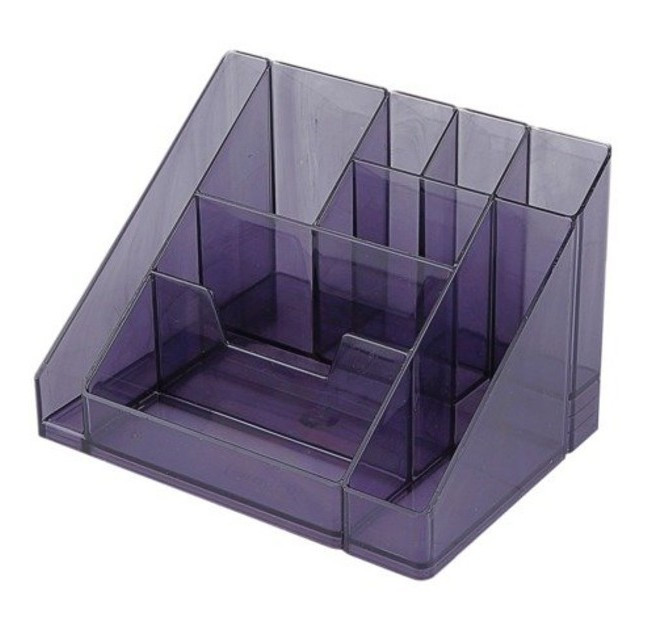 Подставка-органайзер СТАММ "Каскад", 115х160х105 мм, 9 отделений, тонированная серая