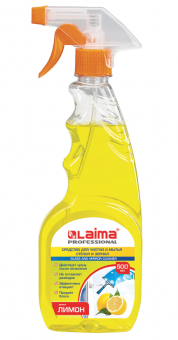 Средство для мытья стекол и зеркал 500 мл, LAIMA PROFESSIONAL "Лимон", распылитель