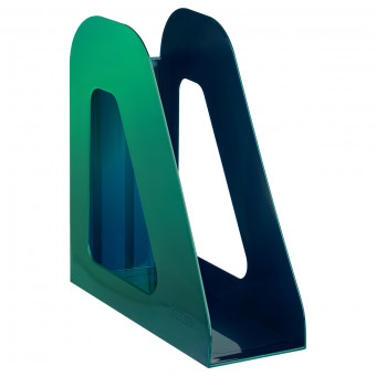 Лоток для бумаг вертикальный СТАММ "Фаворит", зеленый "хамелеон", ширина 90мм(6)