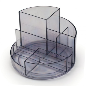 Подставка-органайзер СТАММ "Профи", 130*130*90 мм, 6 отделений, тонированная серая