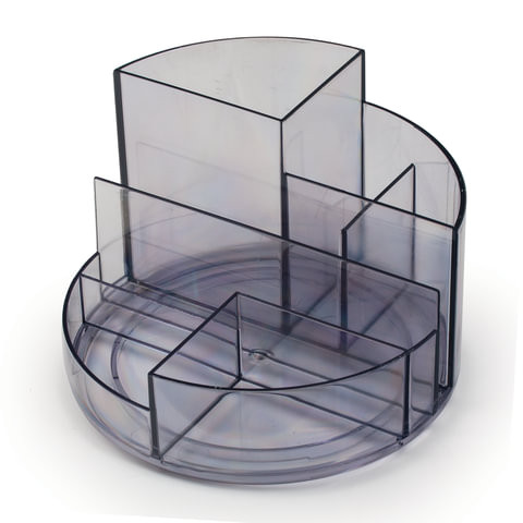 Подставка-органайзер СТАММ "Профи", 130*130*90 мм, 6 отделений, тонированная серая