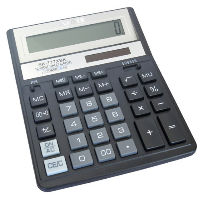 Калькулятор настольный 12-разрядный, большой, черный, размер: 157 x 200 x 32мм, SKAINER/SK-777XBX